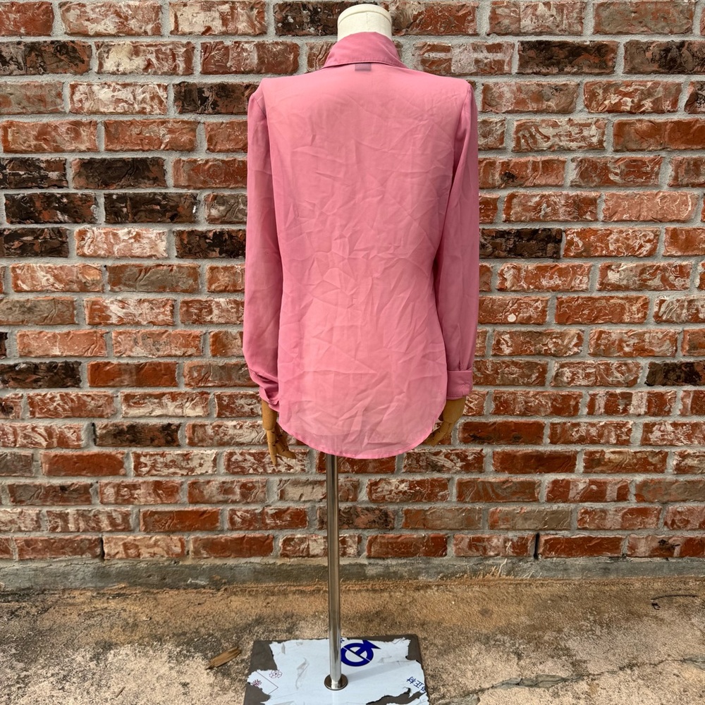 Wet Seal Vintage Y2K Pink Long Sleeve Fitted Button Down Shirt - Picture 8 of 10